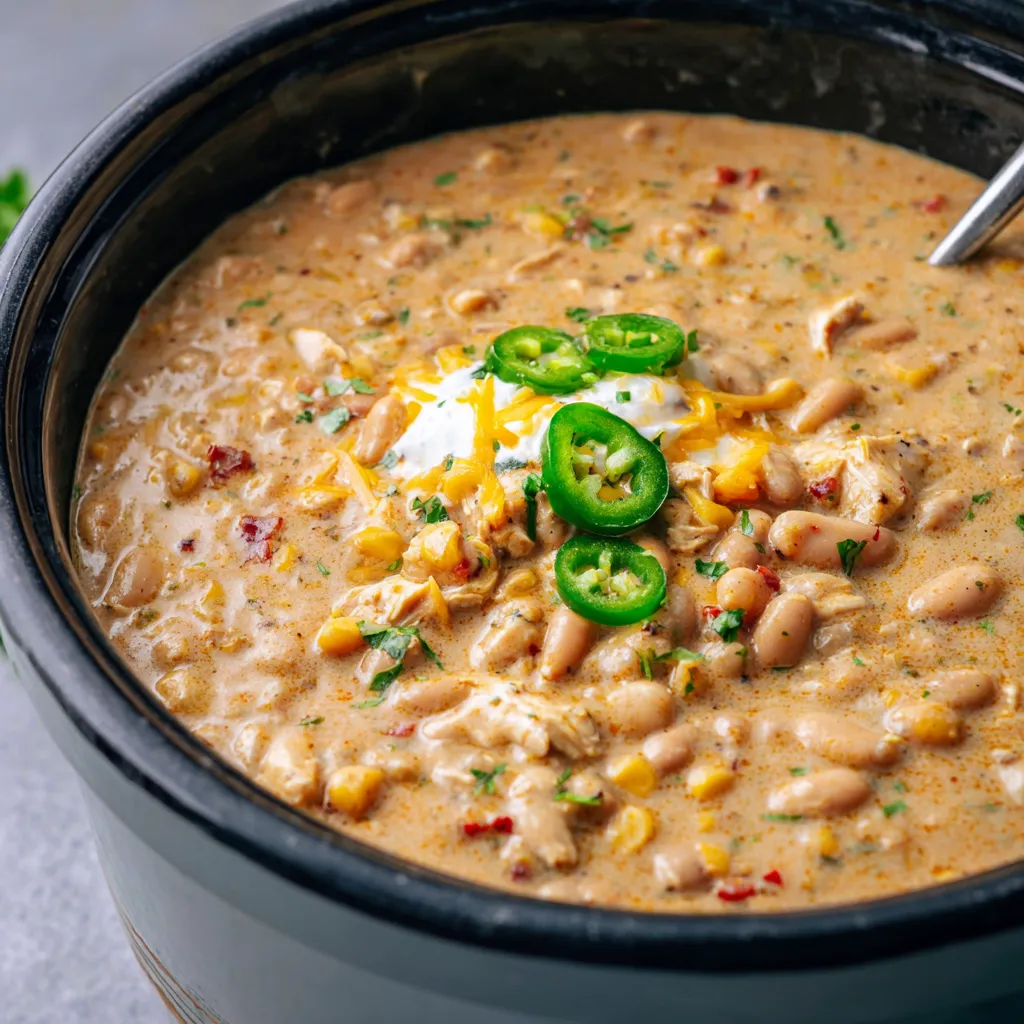 Creamy White Chicken Chili (Slow Cooker Dump Dinner!)