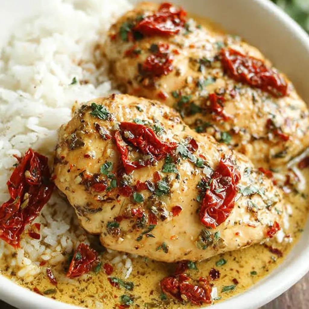 Creamy Crockpot Marry Me Chicken simmering in a slow cooker.