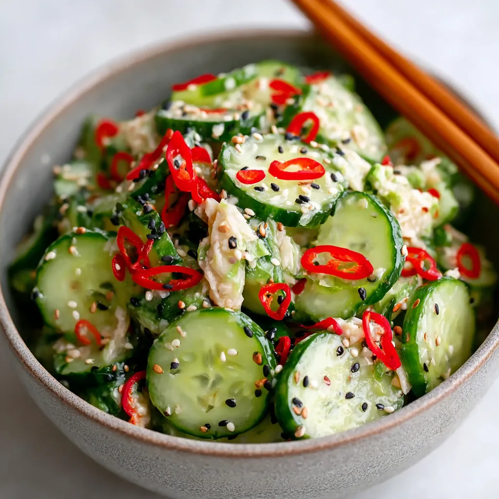 California roll salad: Cucumber, imitation crab, avocado, rice.