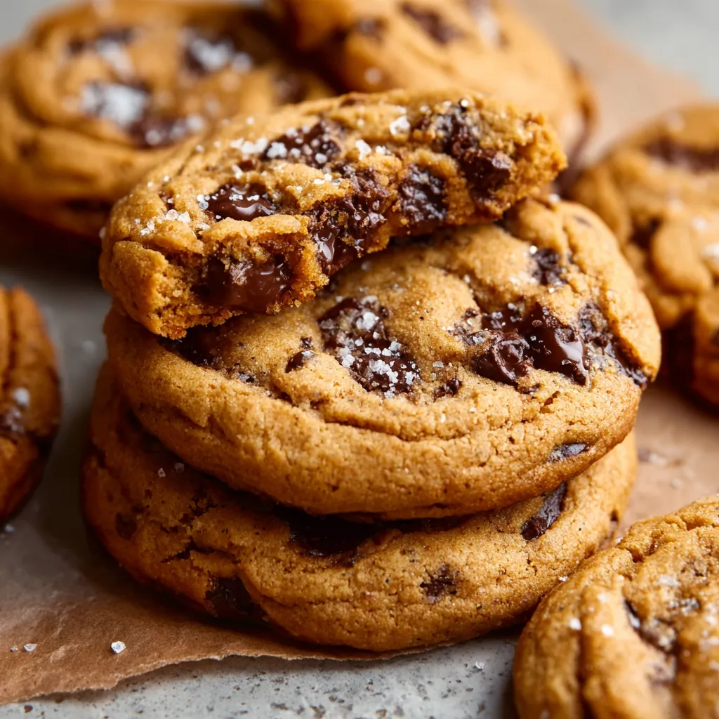 Chewy pumpkin chocolate chip cookies on a plate. Fall baking treat.