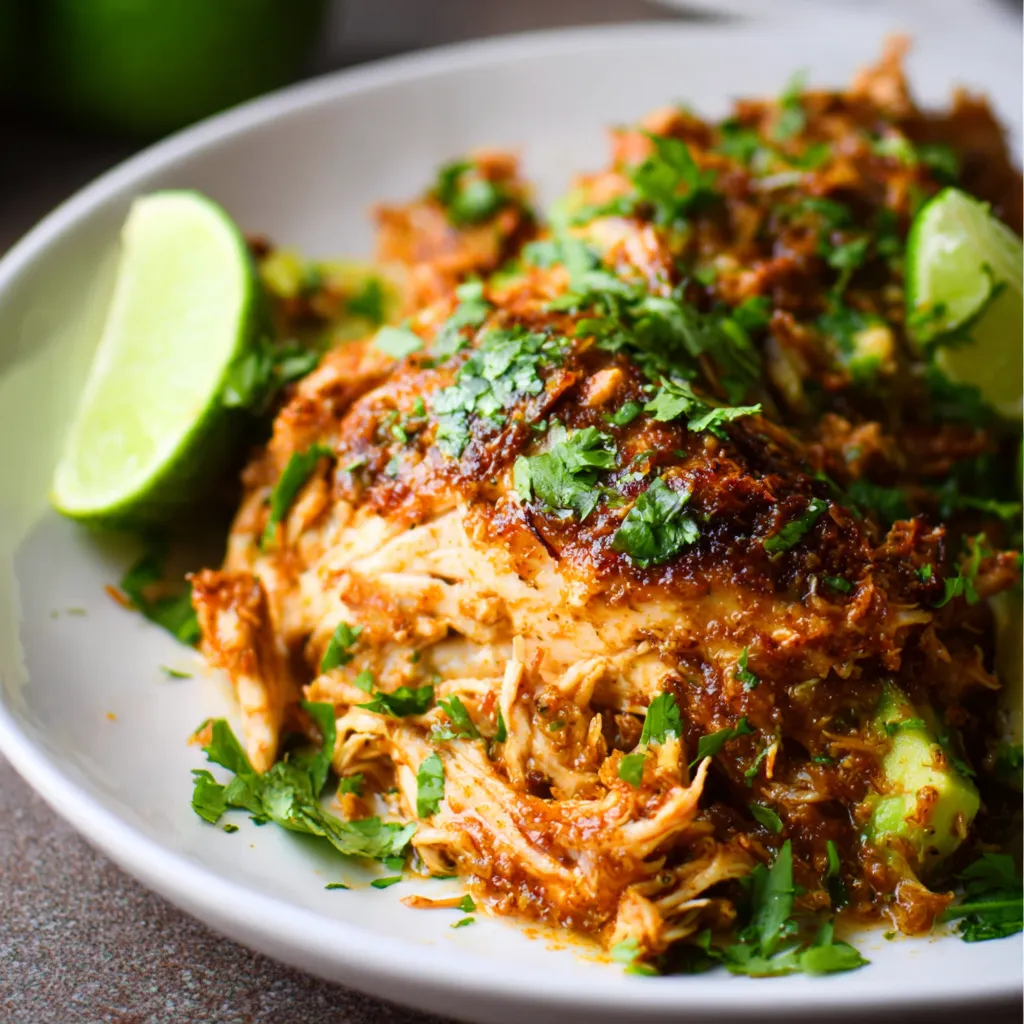 Crock Pot Cilantro Lime Chicken, ready for tacos.