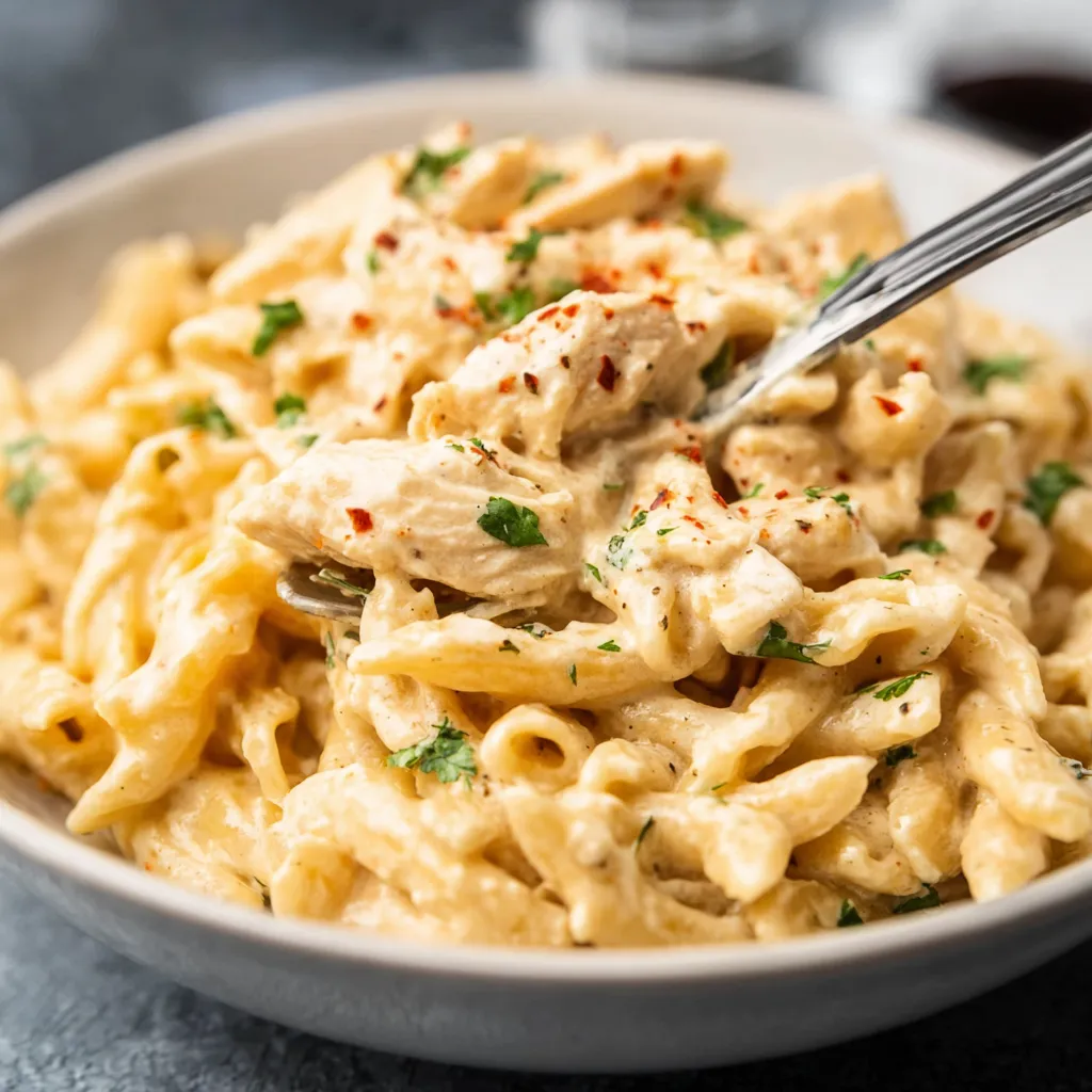 Crock Pot Cajun Chicken Pasta: Creamy, cheesy, delicious dinner.