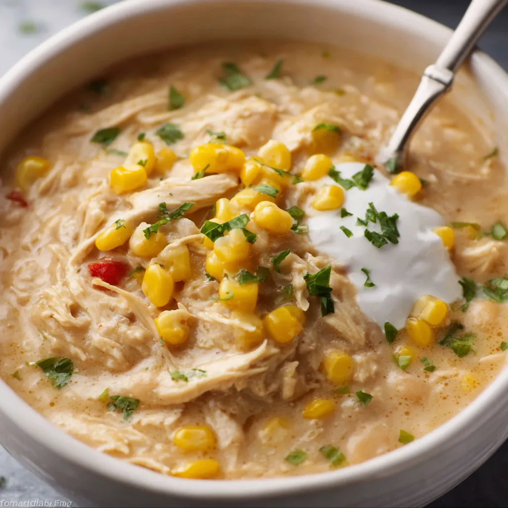 Creamy white chicken chili in a crockpot. Easy dump and forget comfort food!