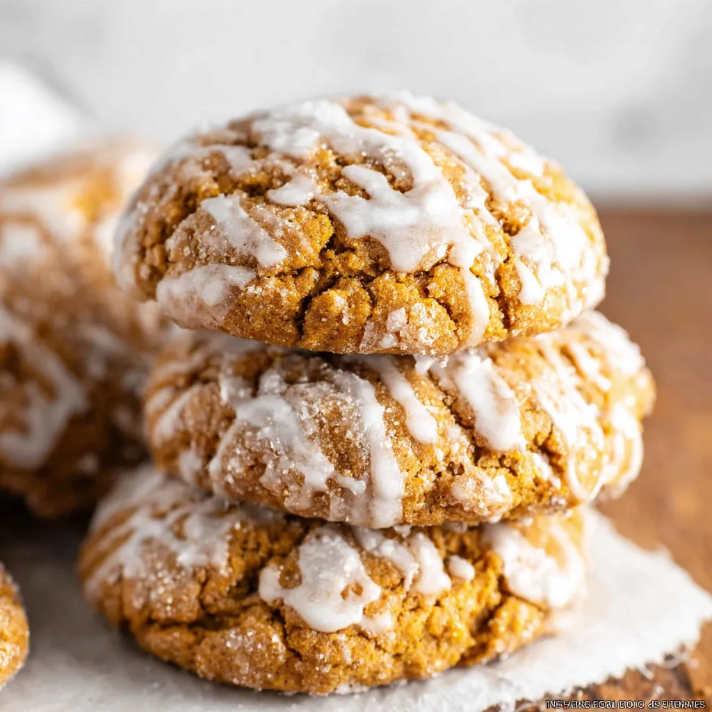 Close-up of soft, chewy homemade pumpkin cookies. Easy recipe!
