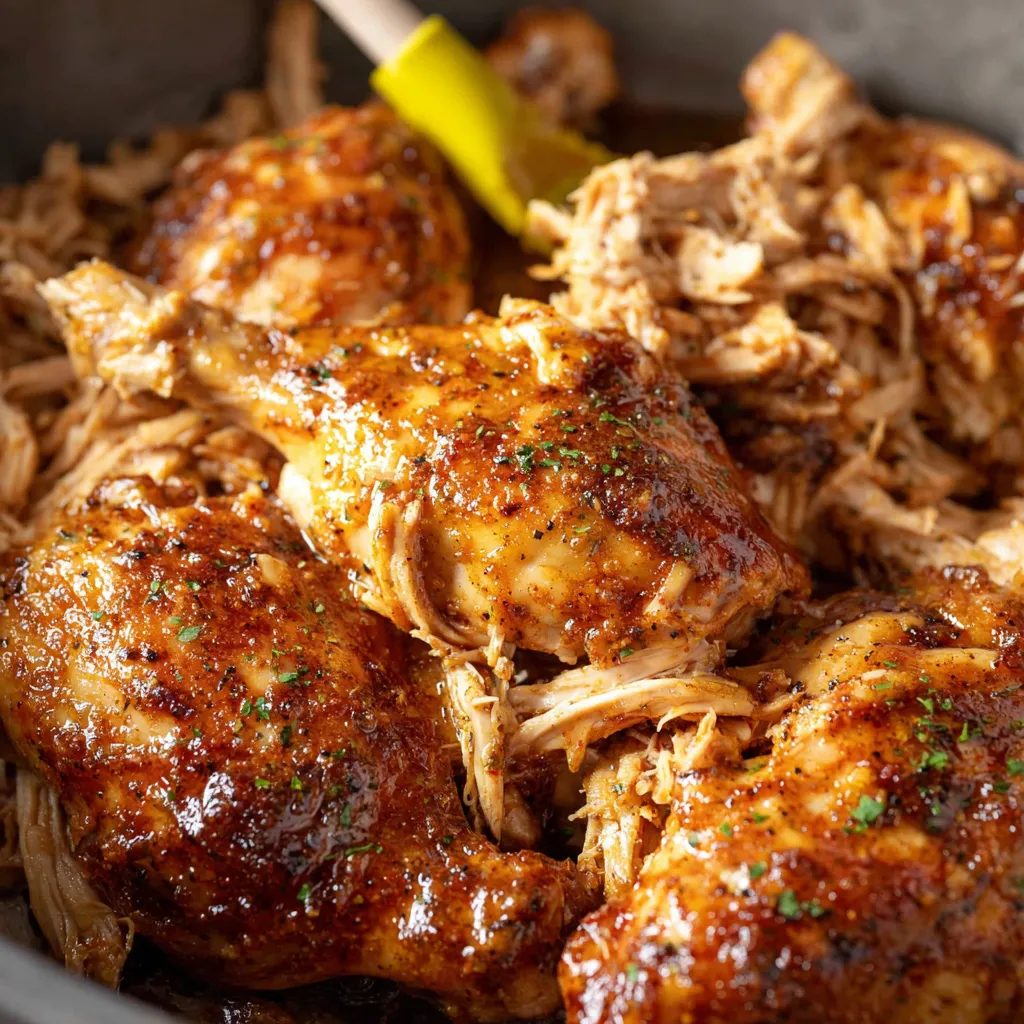 Juicy Mississippi Chicken on a platter, ready to serve. Easy slow cooker recipe.