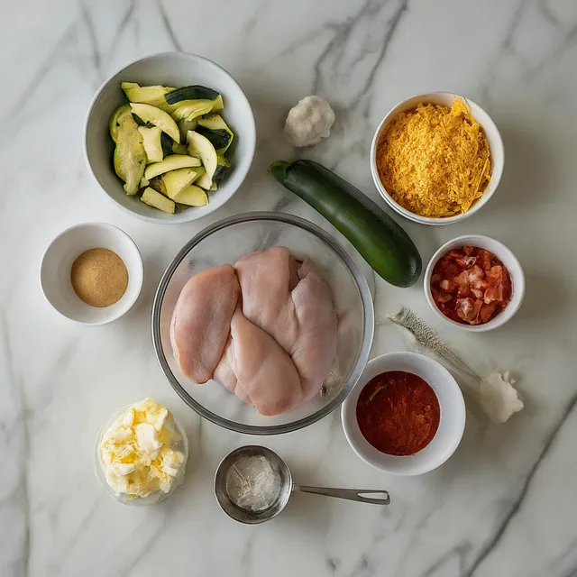 Ingredients for TASTY TEX MEX ZUCCHINI CHICKEN